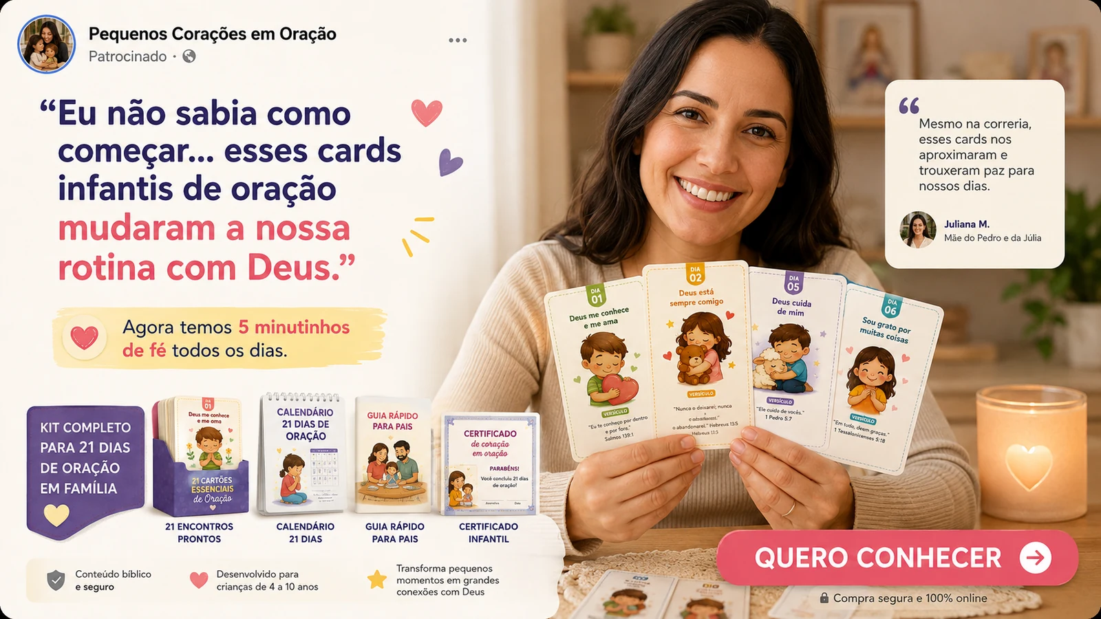 Família e kit completo de oração infantil